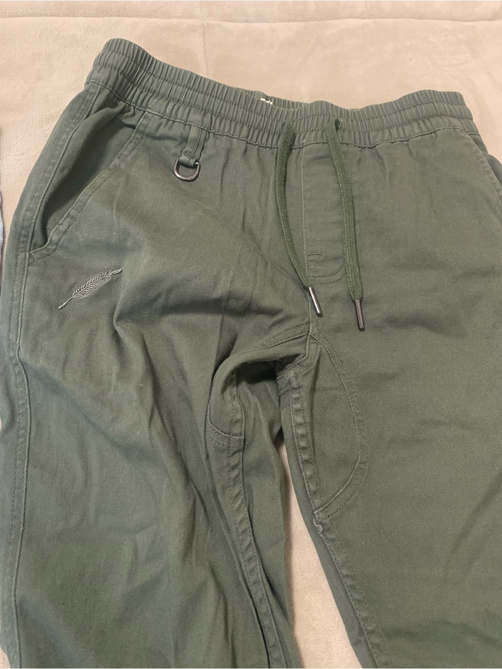 Publish Olive Green Drawstring Joggers with Feather Stitch